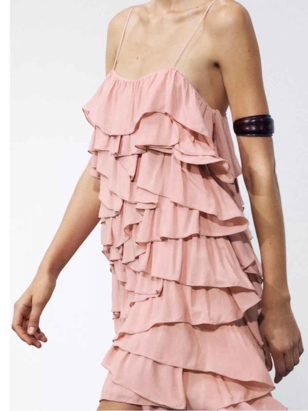 Zara Collection Blush Pink Ruffled Mini Dress - Picture 4 of 8